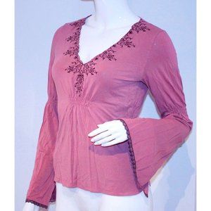 MAJE PARIS Sahara V-NECK Shirt TOP Viscose LONG SLEEVE